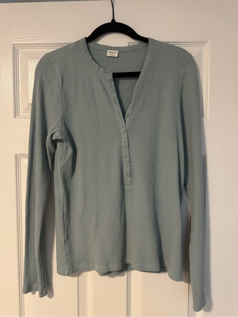 Aritzia Wilfred Free Long-Sleeve Waffle Henley Top